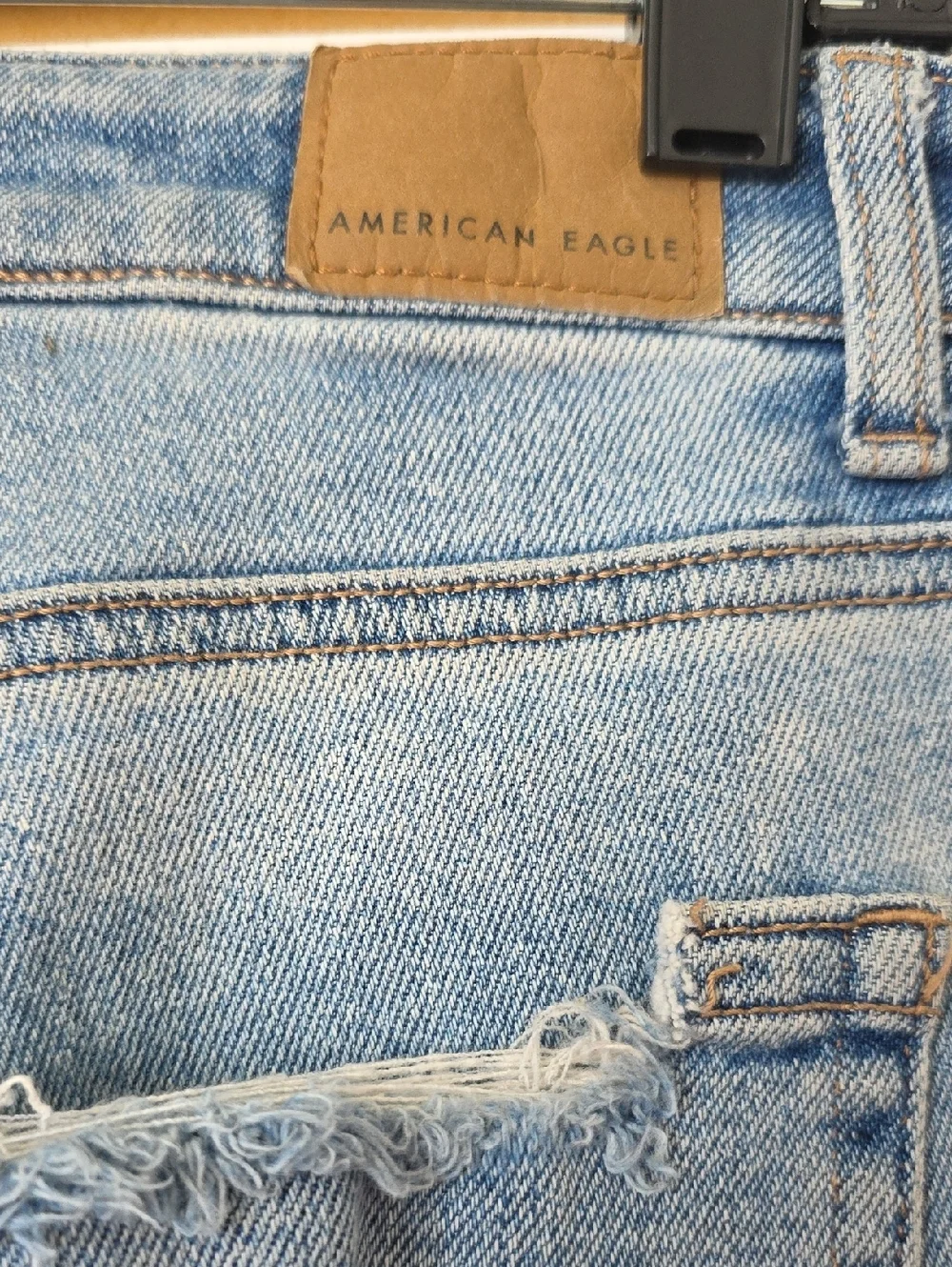 AE Distressed Straight Leg Mom Jeans 2